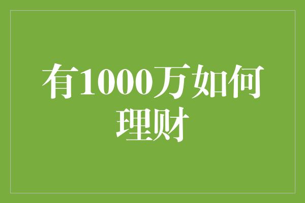 有1000万如何理财