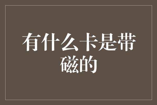 有什么卡是带磁的