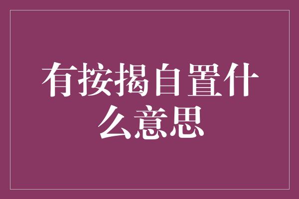 有按揭自置什么意思