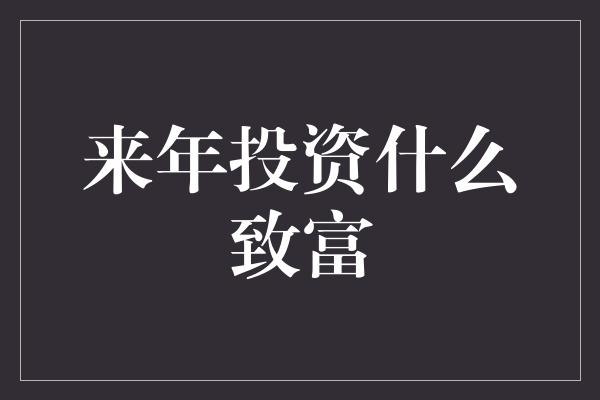 来年投资什么致富