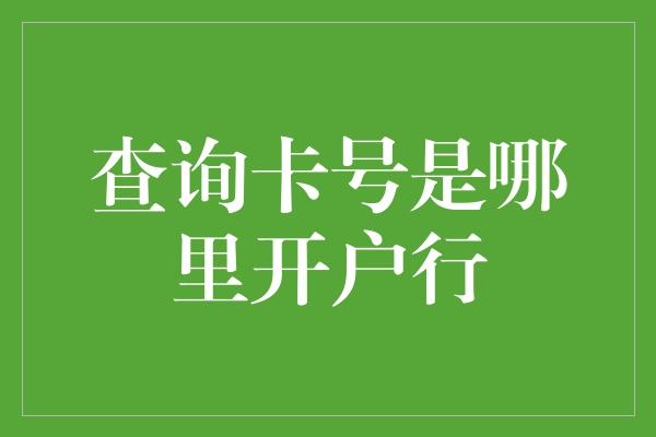 查询卡号是哪里开户行