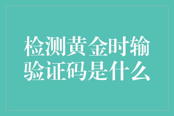 检测黄金时输验证码是什么