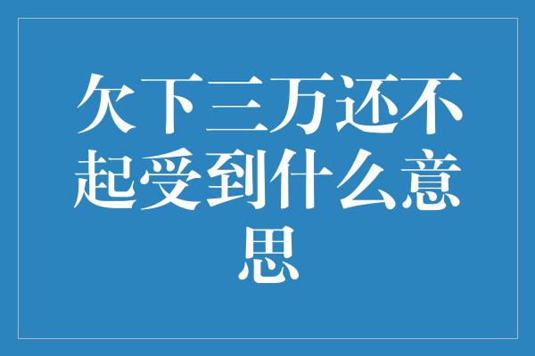 欠下三万还不起受到什么意思