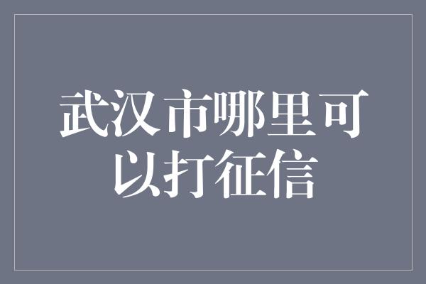 武汉市哪里可以打征信