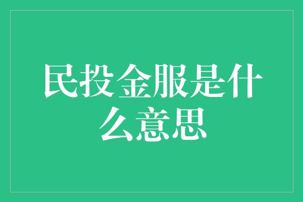 民投金服是什么意思