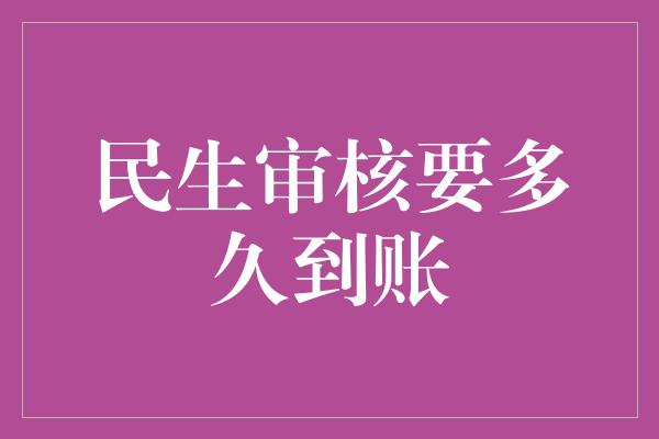 民生审核要多久到账