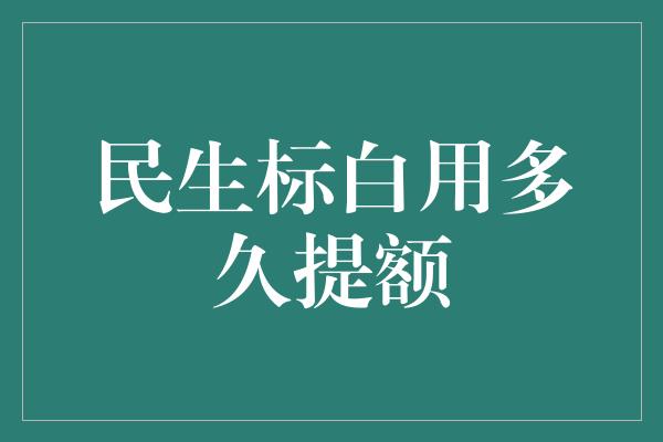 民生标白用多久提额