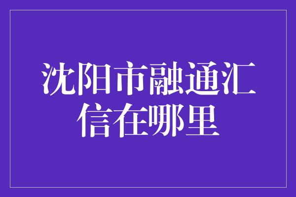 沈阳市融通汇信在哪里