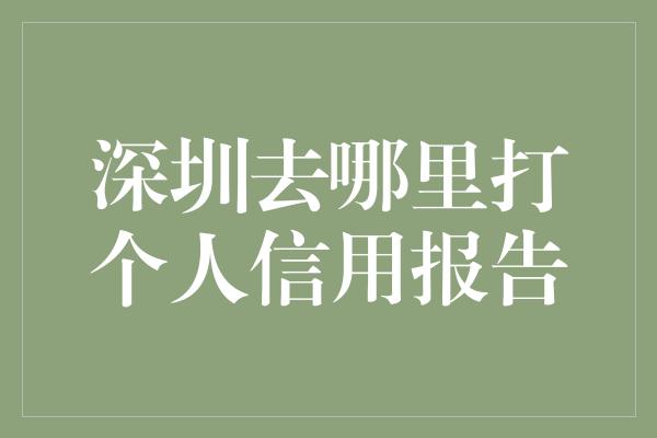 深圳去哪里打个人信用报告