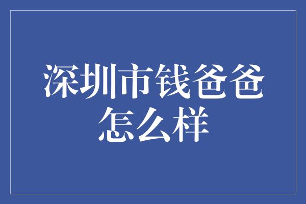 深圳市钱爸爸怎么样