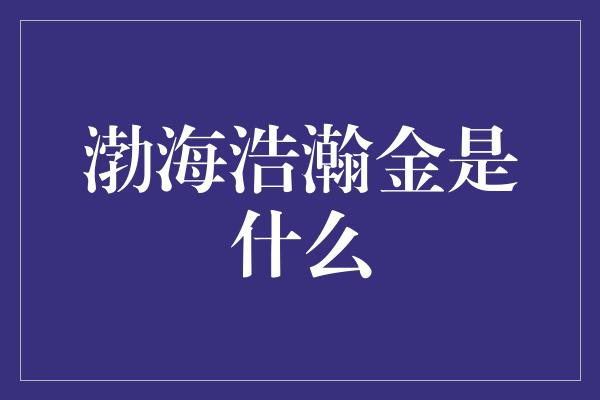 渤海浩瀚金是什么