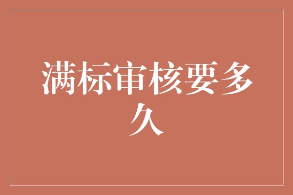 满标审核要多久