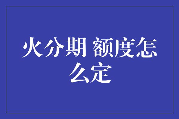 火分期 额度怎么定