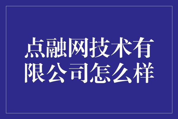 点融网技术有限公司怎么样