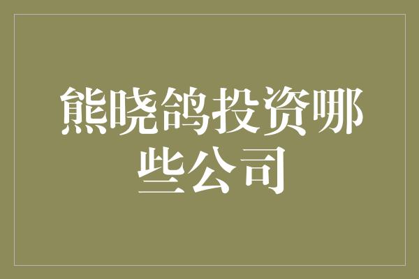 熊晓鸽投资哪些公司