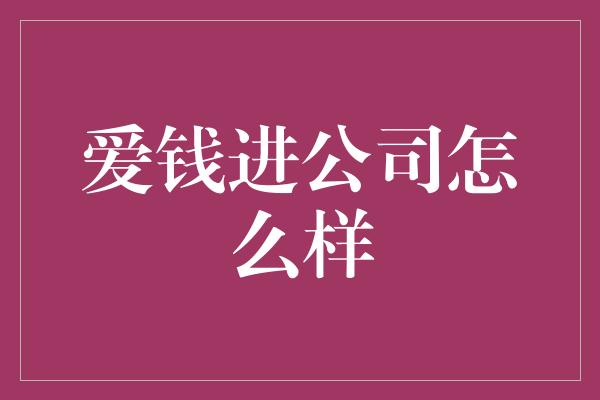 爱钱进公司怎么样