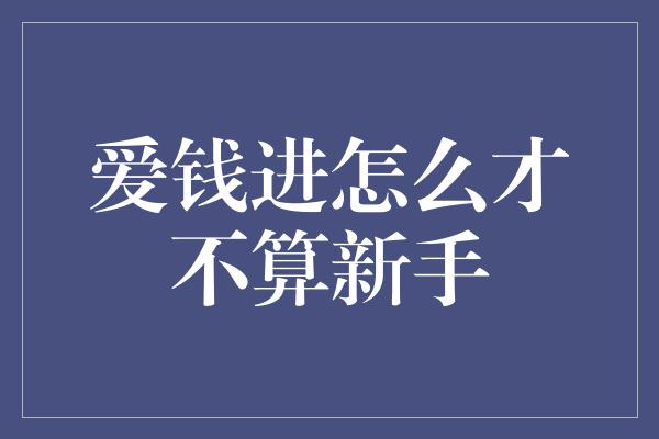 爱钱进怎么才不算新手