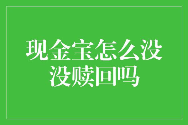 现金宝怎么没没赎回吗