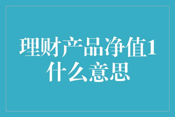 理财产品净值1什么意思