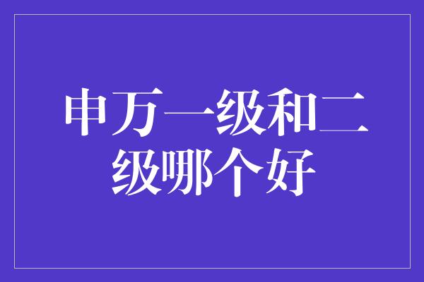 申万一级和二级哪个好