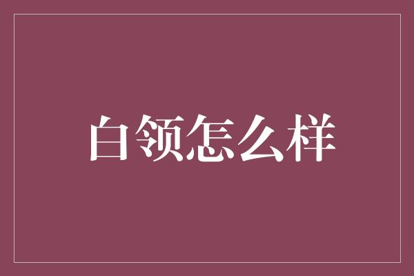 白领怎么样