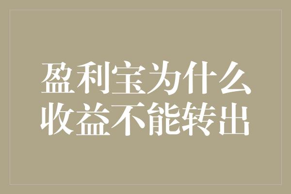 盈利宝为什么收益不能转出