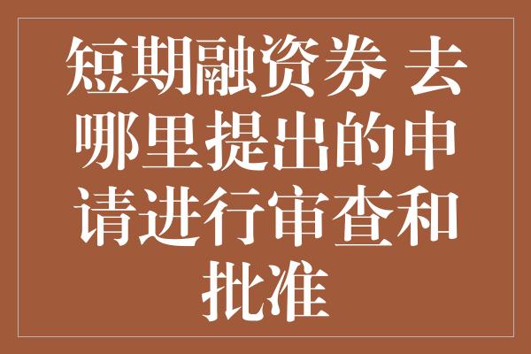 短期融资券 去哪里提出的申请进行审查和批准