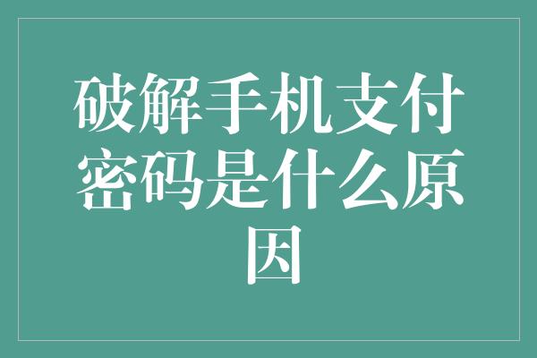 破解手机支付密码是什么原因