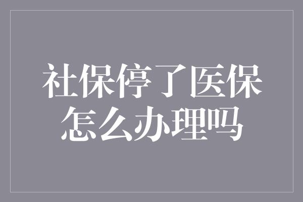 社保停了医保怎么办理吗