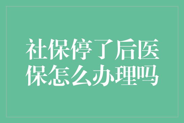 社保停了后医保怎么办理吗