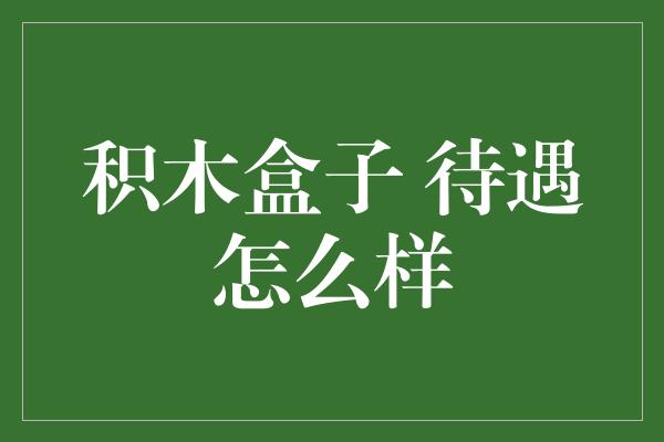 积木盒子 待遇怎么样