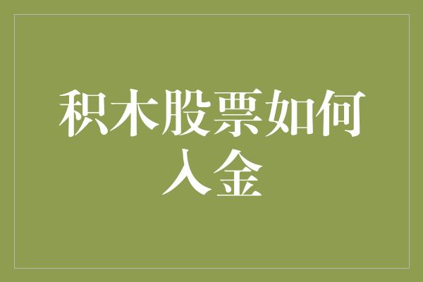 积木股票如何入金