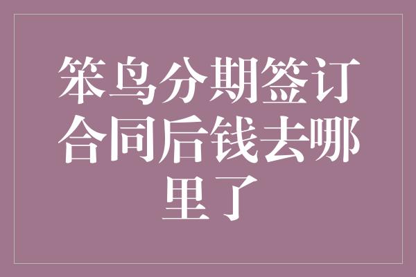 笨鸟分期签订合同后钱去哪里了