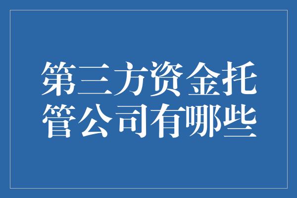 第三方资金托管公司有哪些