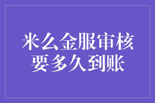 米么金服审核要多久到账