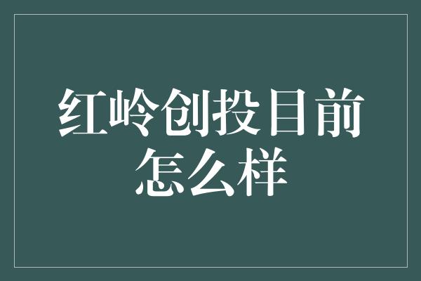 红岭创投目前怎么样