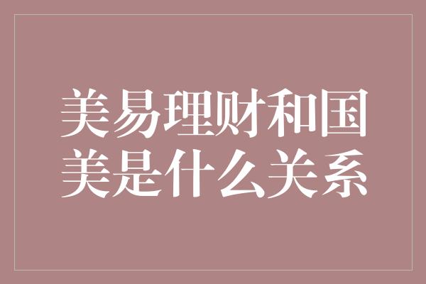 美易理财和国美是什么关系