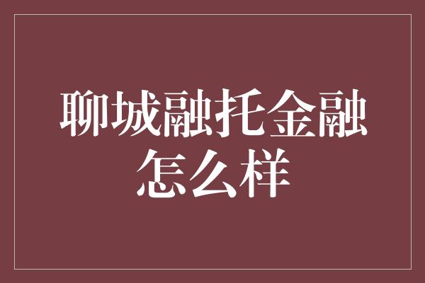 聊城融托金融怎么样