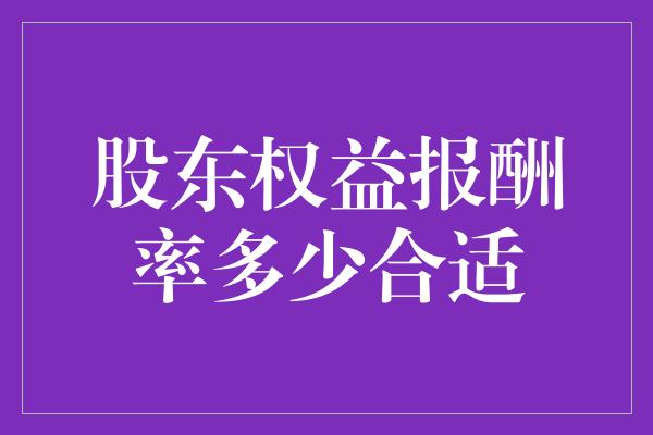 股东权益报酬率多少合适