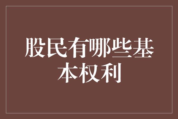 股民有哪些基本权利