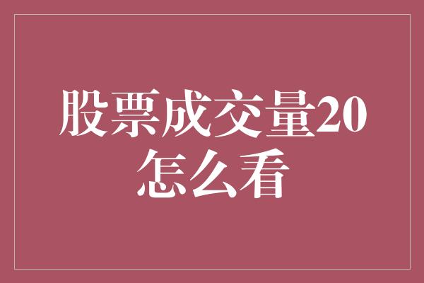 股票成交量20怎么看