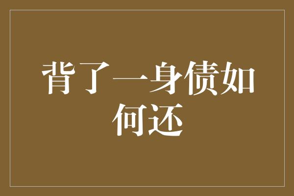 背了一身债如何还