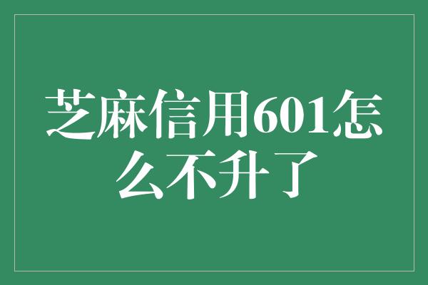 芝麻信用601怎么不升了