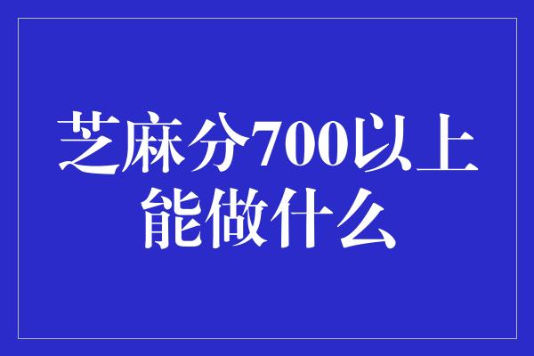 芝麻分700以上能做什么