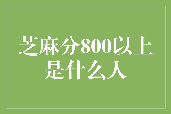 芝麻分800以上是什么人