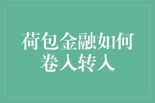 荷包金融如何卷入转入