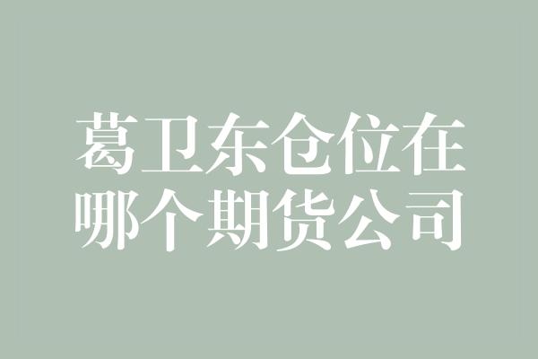 葛卫东仓位在哪个期货公司