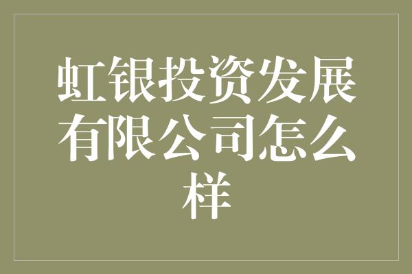 虹银投资发展有限公司怎么样