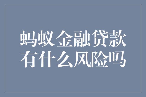 蚂蚁金融贷款有什么风险吗