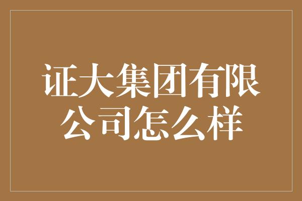 证大集团有限公司怎么样